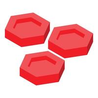 Three red hexagons are floating creating an abstract composition vector