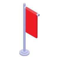 Red flag hanging on a flagpole is waving on the wind vector