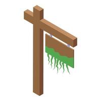 Wooden signpost covered with green moss is showing the way vector