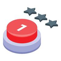 Red button getting three stars rating representing customer review vector
