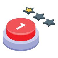 Red button with number one and stars getting five stars rating vector