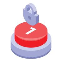 Padlock floating over red button with number one representing two factor authentication vector