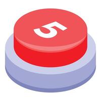 Red button showing number five for rating or ranking vector