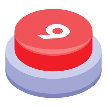 rojo botón demostración número nueve para juegos y aplicaciones vector