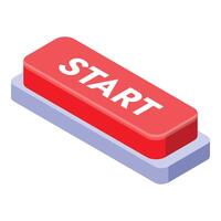 Red button showing the word start for a new beginning vector