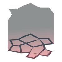 Abstract geometric shape splitting apart with grey and pink gradient vector