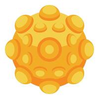 Yellow planet covered with craters floating in space vector