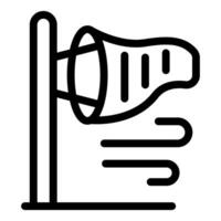 Windsock inflating in strong wind flow icon vector