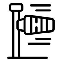 Windsock indicating wind direction and speed on post vector