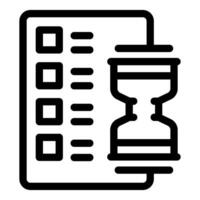 Hourglass measuring time running out for completing checklist vector