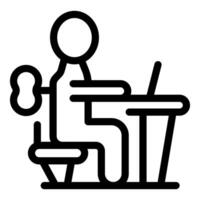 Office worker sitting at desk using laptop and thinking vector