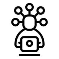 Project manager managing multiple tasks using laptop icon vector