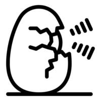 Egg breaking open releasing light beams icon vector