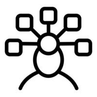 Person managing multiple tasks with connections and circles icon vector