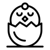Cute little chick hatching from egg minimalist line art icon vector