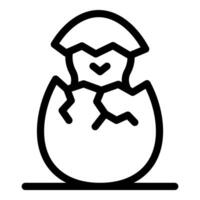 Little bird hatching from egg icon outline style vector