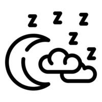 Crescent moon sleeping behind clouds at night icon vector