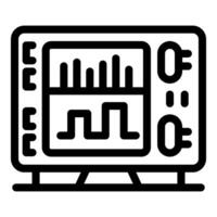 Digital oscilloscope showing waveforms and settings menu vector