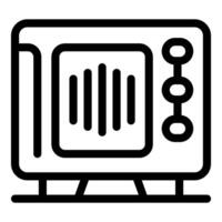 Old tv set standing on table displaying vertical bars on screen vector