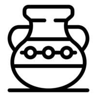 Ancient clay vase standing on a surface with handles and decorations vector
