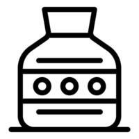 Bottle of water cooler with three empty bottles on top line icon vector