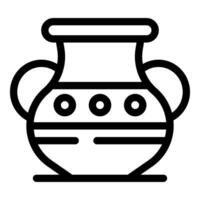 Ancient clay vase standing on a surface with handles and decorations vector