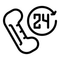 Phone showing 24 hours availability support icon vector