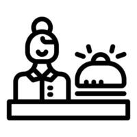 Hotel receptionist smiling with service bell ringing icon vector