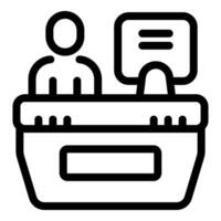 Reception desk icon representing customer service and assistance vector