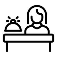 Waitress standing behind counter with cloche ready to serve food icon vector