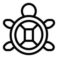 Black and white line art drawing of turtle shell icon vector
