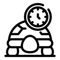 Turtle walking slowly with clock measuring time passing vector
