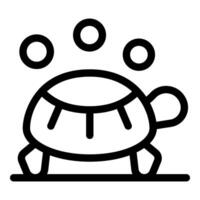Turtle walking on ground with bubbles floating above icon vector