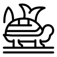 Turtle walking with palm tree growing on shell icon vector