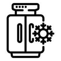 Double door refrigerator keeping food cold with snowflake icon vector