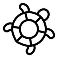 Lifebuoy taking the shape of a turtle swimming in the ocean vector