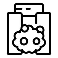Smartphone analyzing brain activity line icon vector