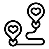 Love path connecting two hearts with a winding line vector