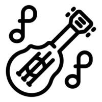 Mandolin playing music with musical notes surrounding vector