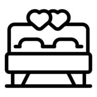 Double bed with two pillows and two hearts representing couple in love vector
