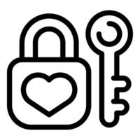 Love lock heart padlock with key unlocking romance and affection vector