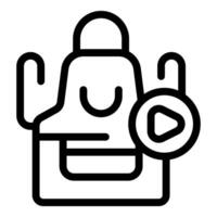 Online cooking course icon with apron and play button vector