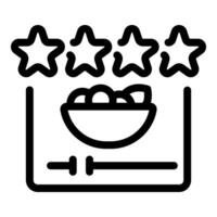 Video player showing food review with five stars rating vector