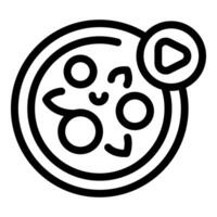 Online pizza ordering website button with cute kawaii pizza showing play symbol vector