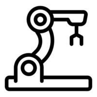 Industrial robotic arm picking up object on assembly line vector