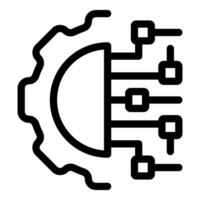Gear connecting to digital network representing automation process vector