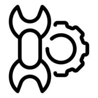 Wrench and gear representing engineering and mechanics vector