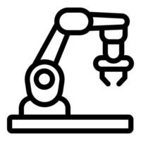 Robotic arm picking up object in modern factory line vector