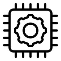 Computer chip icon showing gear for processing power vector
