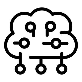 Cloud computing scheme connecting data points vector